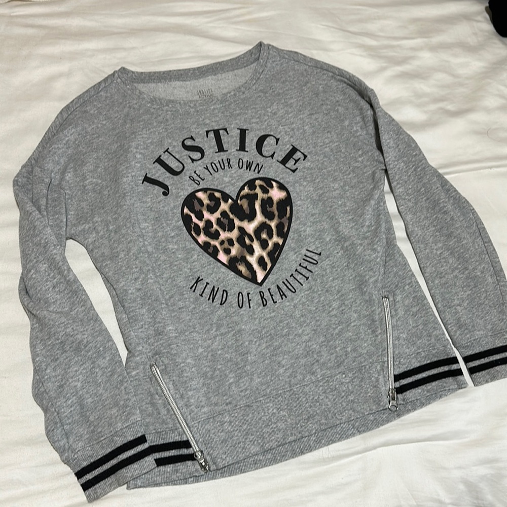 Justice Active Be Your Own Kind of Beautiful Sweatshirt Gray 12